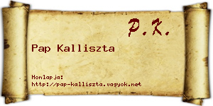 Pap Kalliszta névjegykártya